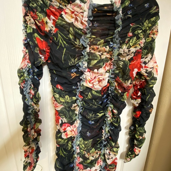 MOLLY GODDARD HARLEY BLACK FLORAL MESH MINI DRESS - Picture 8 of 8